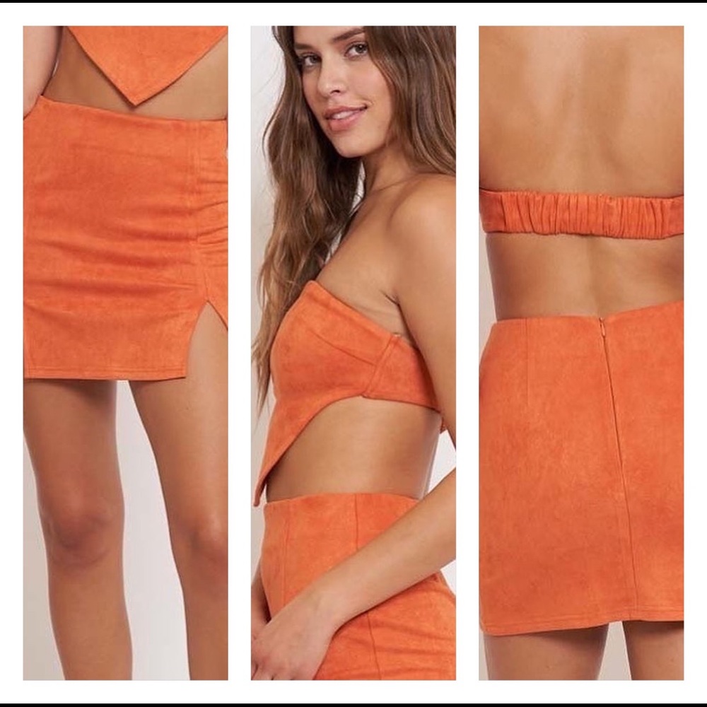 Two Piece Mini Suede Dress Large NWT